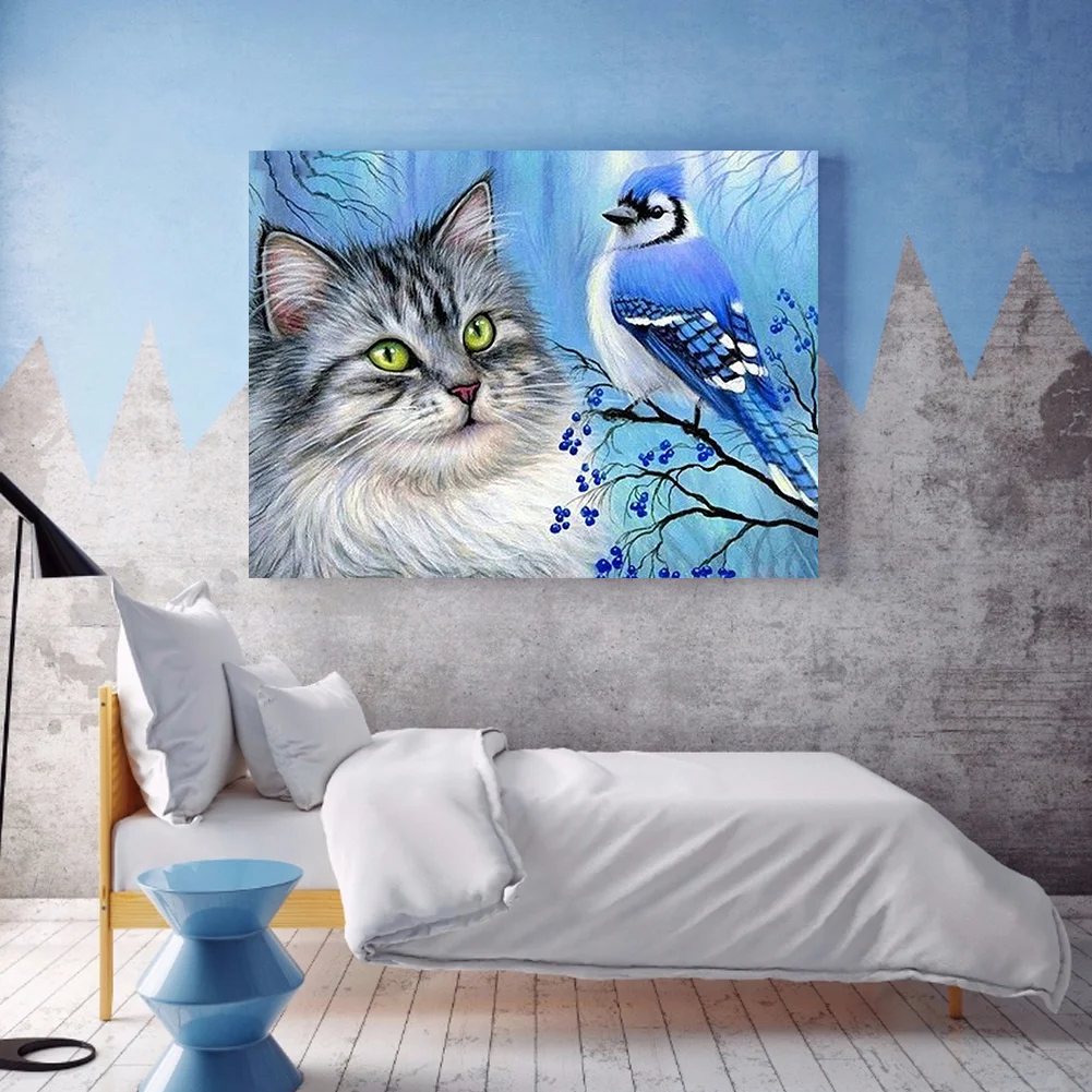 Diamond Painting - Full Round Drill - Cat Bird(40*30cm)