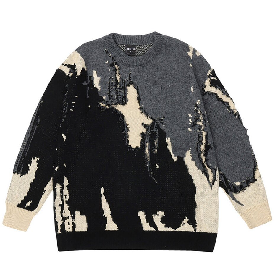Men's Oversized Streetwear Fall Winter Hip Hop Y2K Pullovers Sweaters-VESSFUL