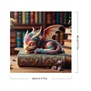 (US Local)Paint By Numbers Kit On Canvas DIY Oil Art Little Dragon Sleep On Book 40x40cm