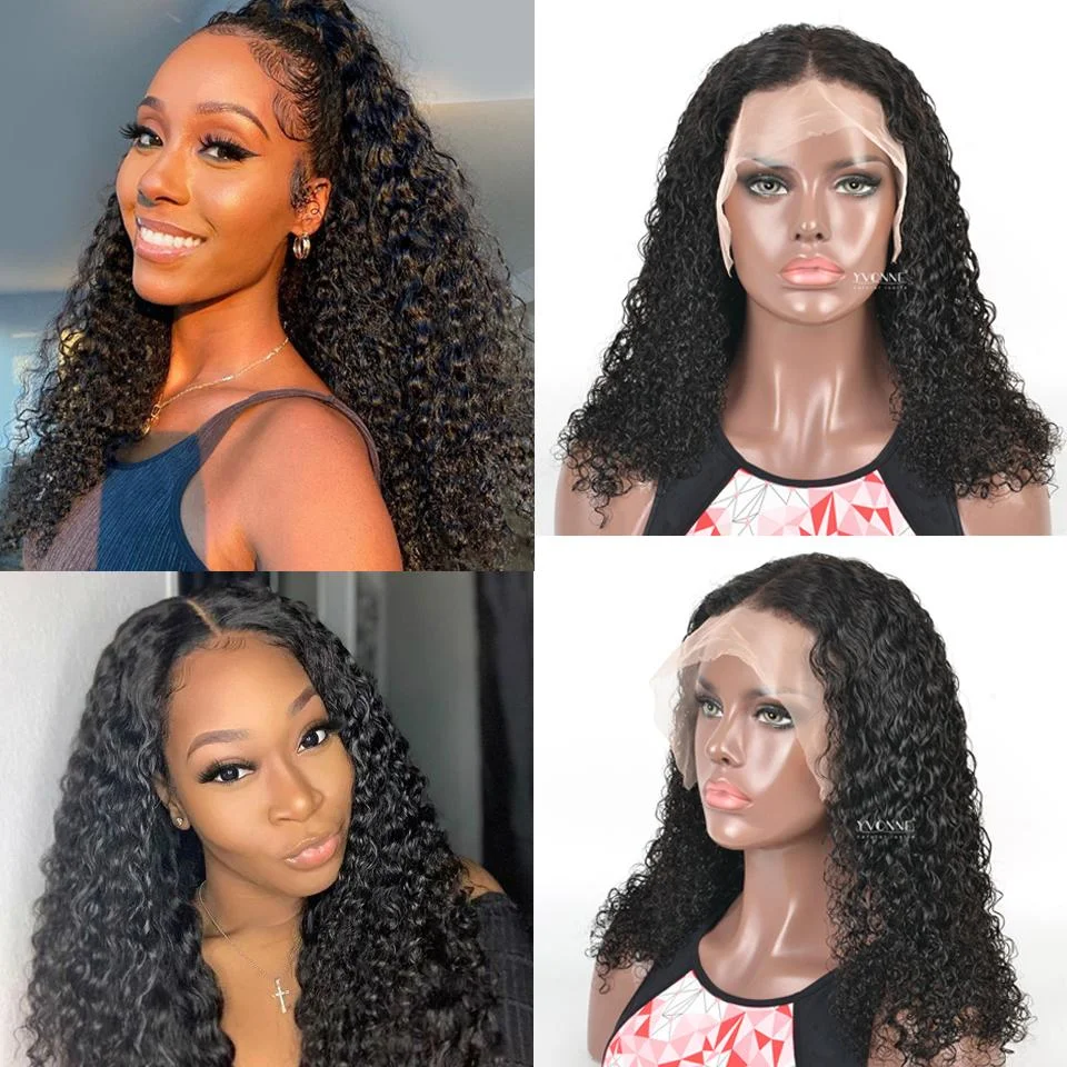 FREE SHIPPING YVONNE Malaysian Curly 5*5 / 6*6 / 13*4 Lace Front Human Hair Wigs With Baby Hair