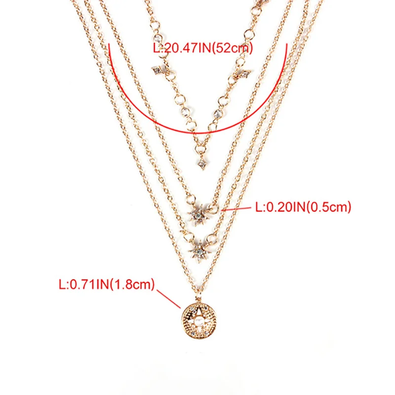   All-match Stars And Moon Patterms Multilayer Necklace - Neojana
