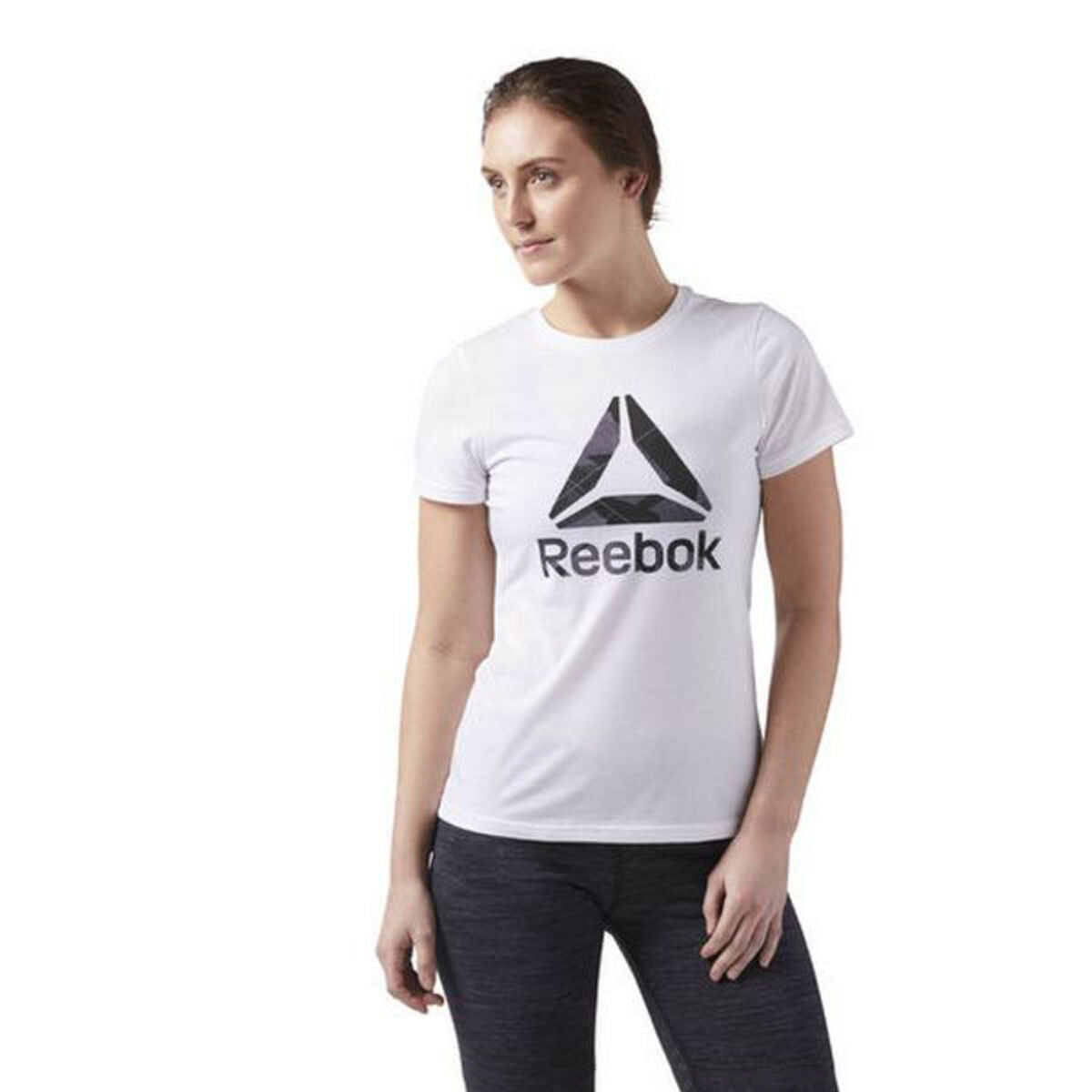 Women’s Short Sleeve T-Shirt Reebok Wor CS Graphic Tee White  SALE KIM