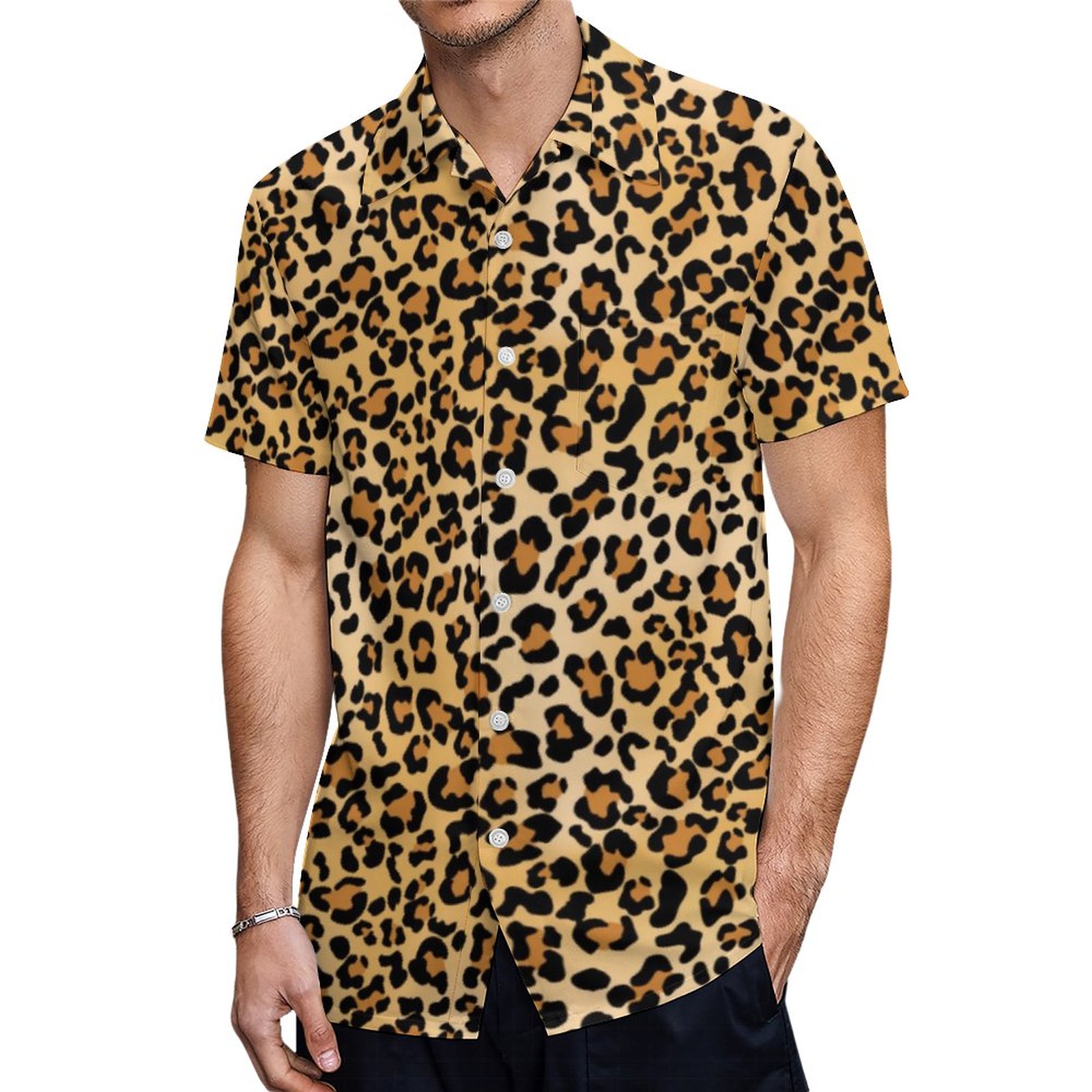 Leopard Skin Animal Skin Print Hawaiian Shirt Mens Button Down Plus Size Tropical Hawaii Beach Shirts