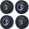 AMK 4Pcs 1.0" Rubber All Terrain 7.5mm Hex Wheels and Tires 25x54x24mm for 1/24 RC Crawler Cars Axial SCX24 90081 AXI00001 AXI00002 AXI00004 1/18 TRX4M (Blue)