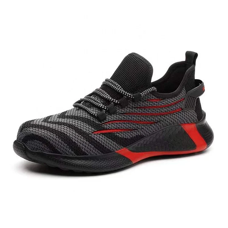 Men's Puncture Proof Construction Steel Toe Work Shoes - Black/Red
