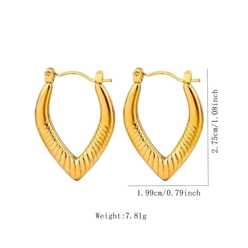 1 Pair Vintage Style U Shape Geometric Heart Shape Plating 304 Stainless Steel None 18K Gold Plated Hoop Earrings