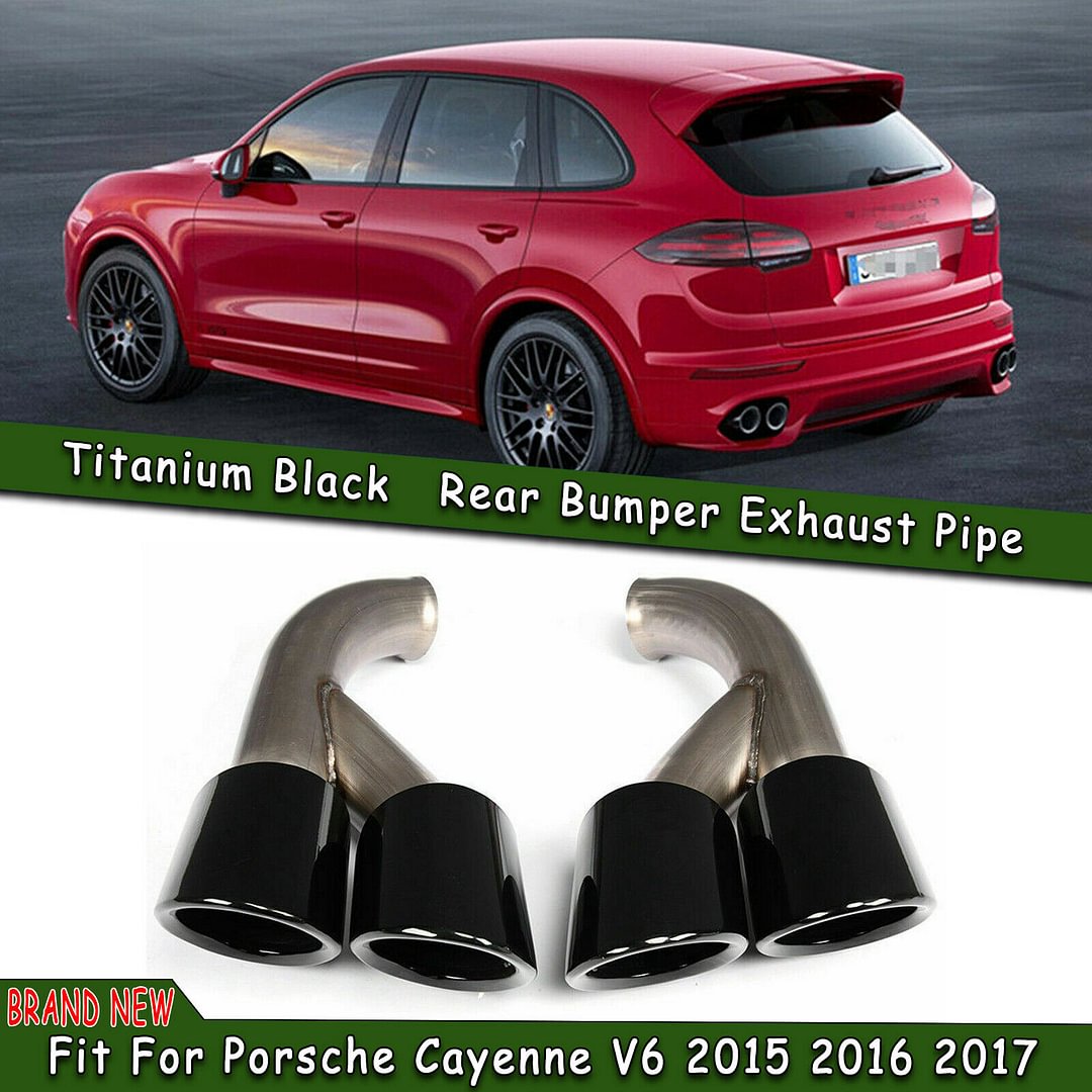 Titanium Black GTS Rear Exhaust Tips Muffler Pipe For Porsche Cayenne V6 2015+ voiturehub dxncar