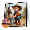 Vie d’animaux de compagnie fille-plein diamant rond peinture-30 * 30cm