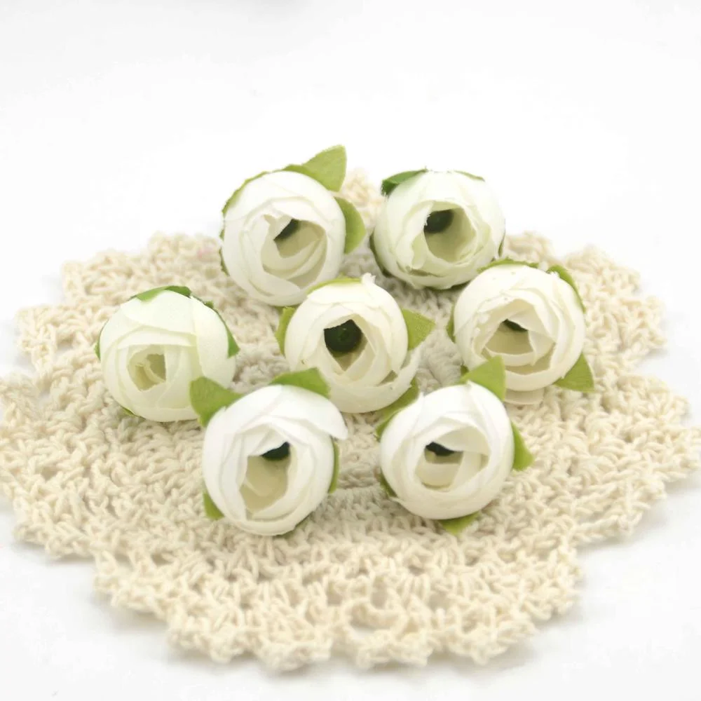 10pcs Cheap Mini Real Touch Silk Artificial Rose Flower Head Camellia Buds Wedding Home Decoration Wreaths Craft Fake Flowers