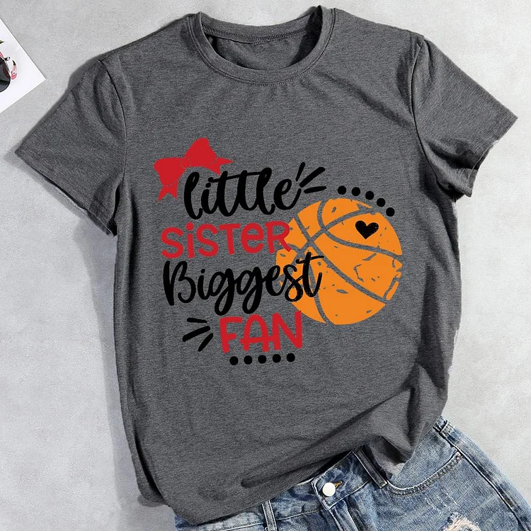 AL™ Little Sister Biggest Fan  basketball  T-Shirt Tee -00928-Annaletters