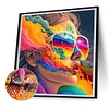 Diamond Painting -5D Full Round Drill Colourful Smoke Girl