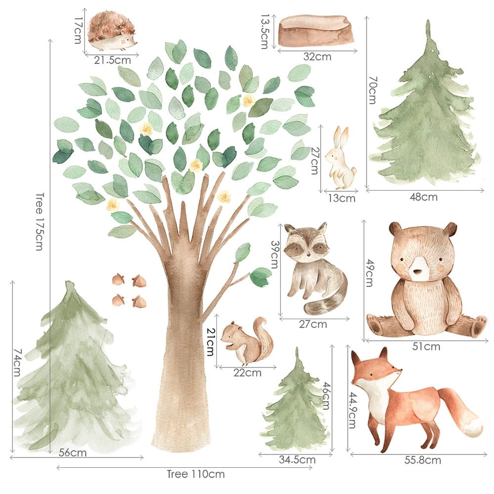 Large Forest Wall Stickers For Kids rooms Brown bear Kids Wall Stickers Decoration Wallpaper For Kids Room Decoration