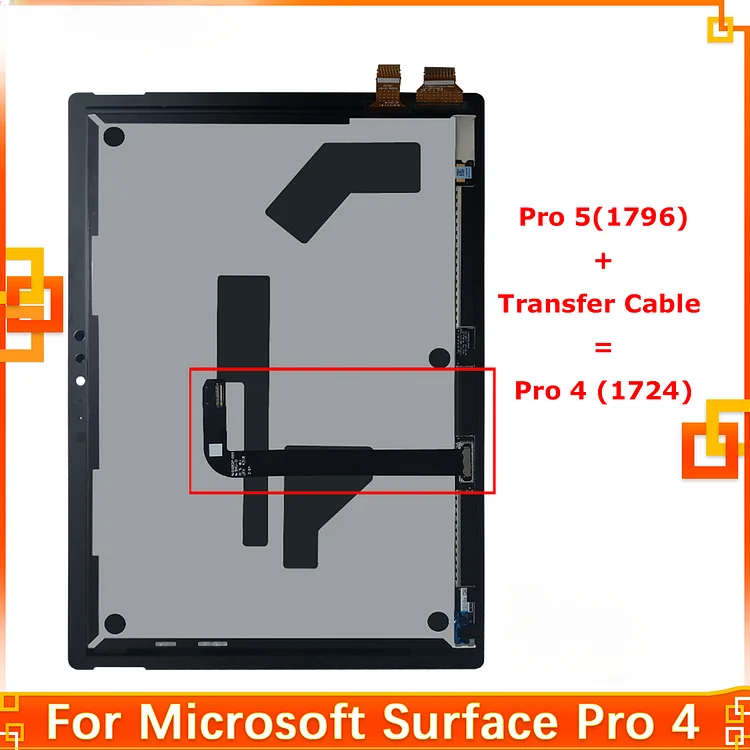 LCD For Microsoft Surface Pro 4 1724 Display with Touch Screen Digitizer Assembly LG Version For Pro 5 +Transfer cable=Pro 4