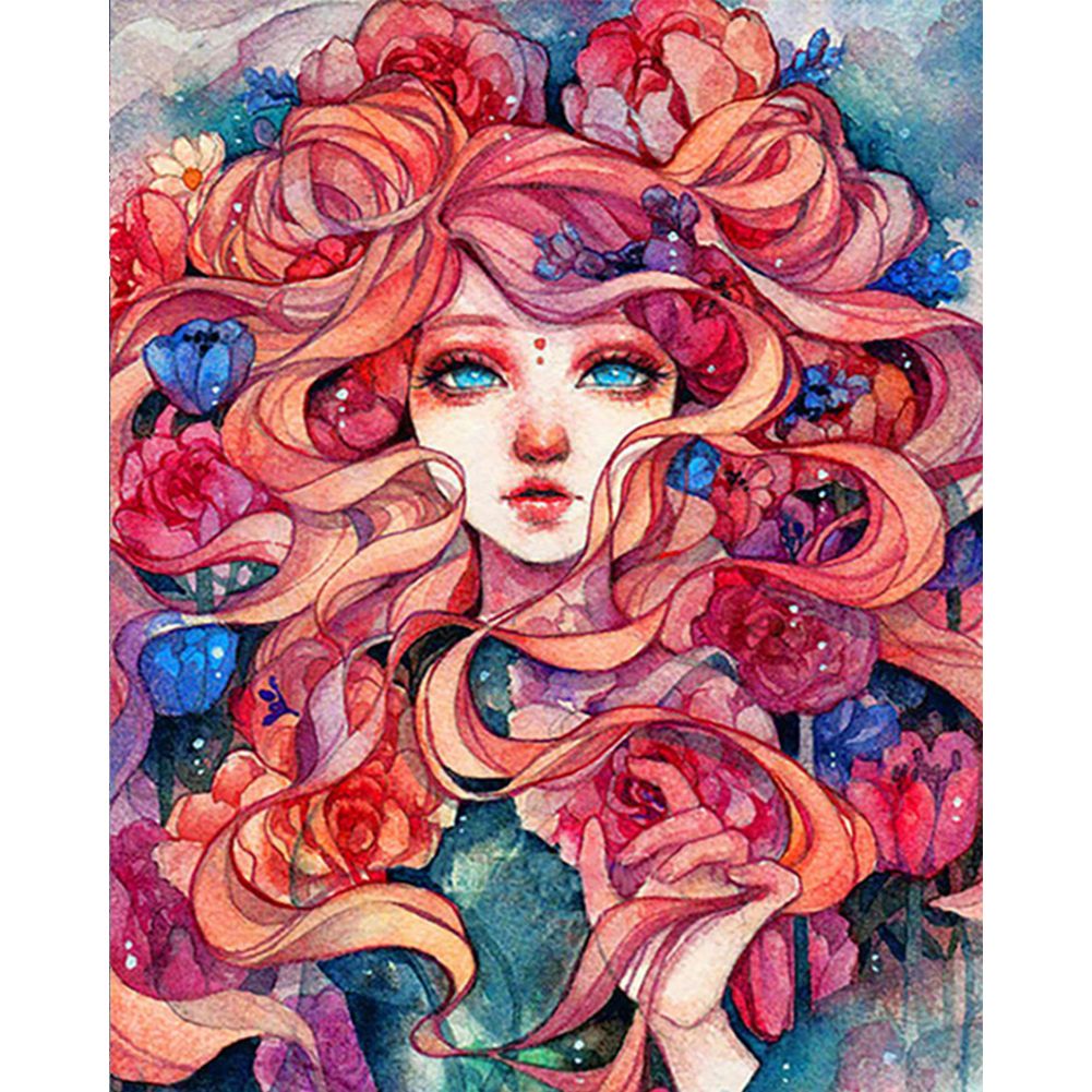 Flower Girl 40*50cm(canvas) full round drill diamond painting