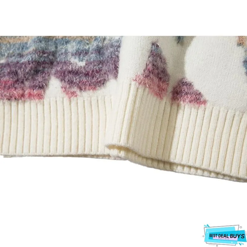 Colorful Dinosaur Jacquard Pullover