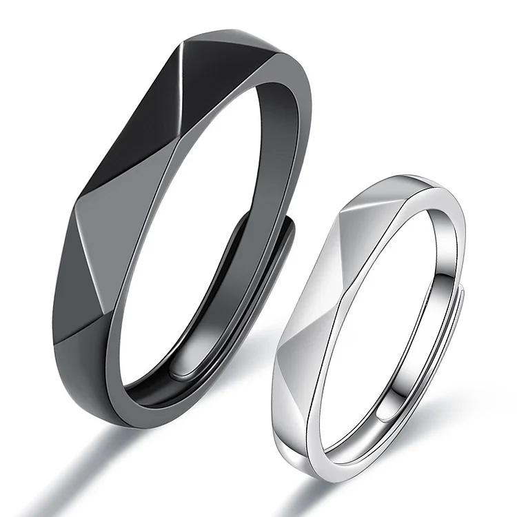 Black & White Matching Rings Valentine's Day Gift for Couple