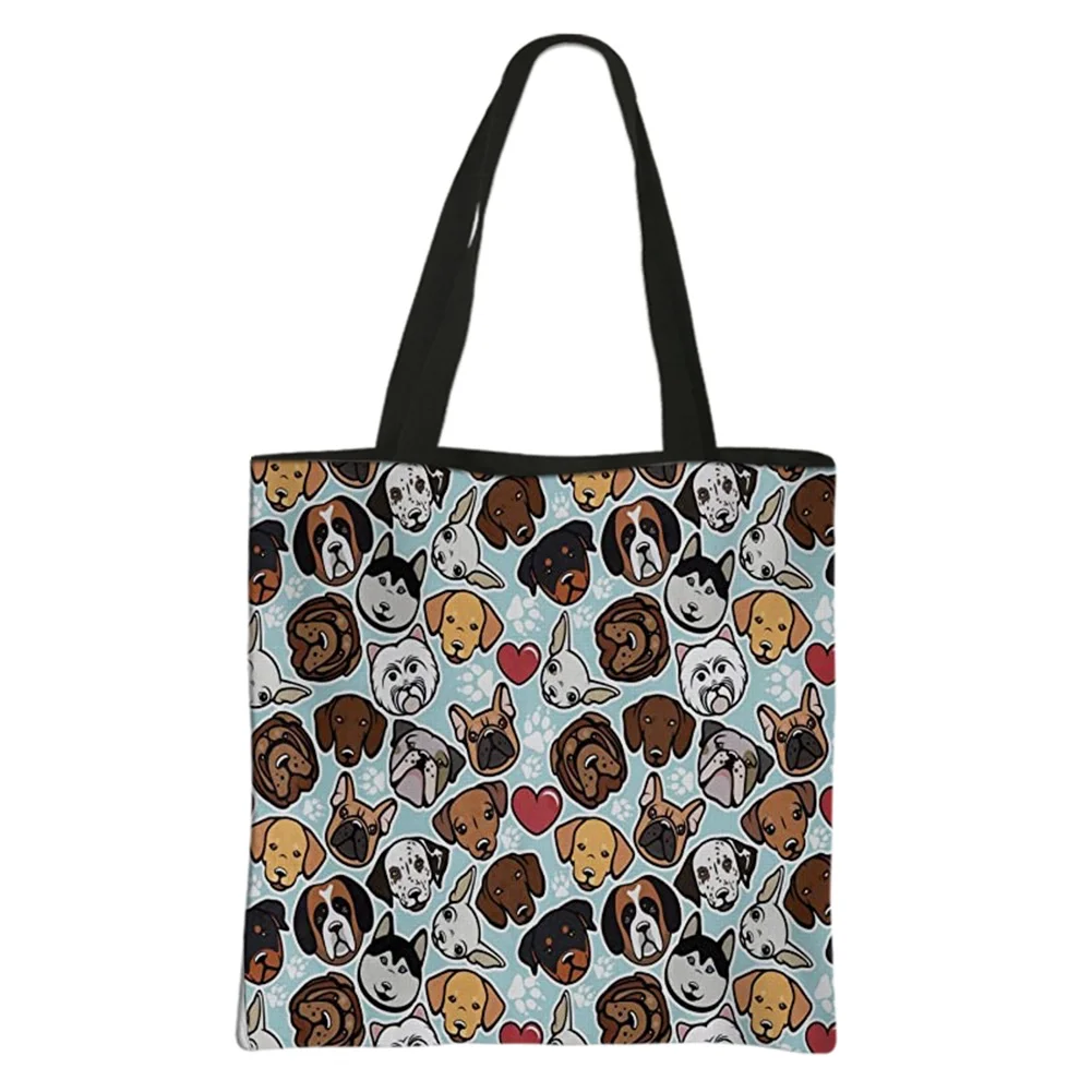 Linen Tote Bag - Cartoon Dog