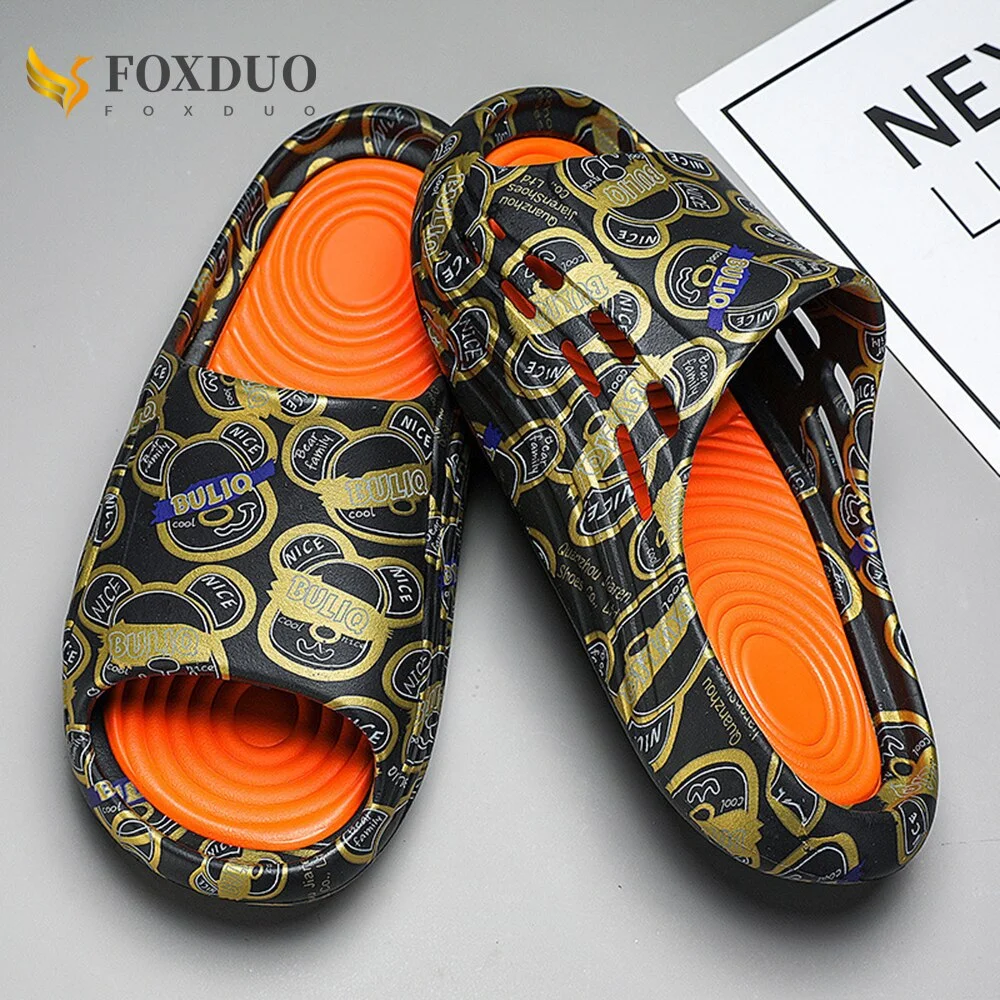 Vstacam  Summer Sports Slippers Men Sneaker Slides Shoes Thick Sole Soft Platform Print Flip Flop Beach Sandals Casual Man Cloud Slides
