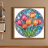 Flower Glass Painting - 11CT Stamped Cross Stitch 40*40cm/15.75*15.75in(glass painting cross stitch) tapestrymarket