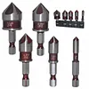 5pcs/Set Countersink Drill Bit Set 82 Degree Precision Countersink Bit 1/4in-3/4in Size 5 Flutes Design for Stainless Steel Metal & Wood