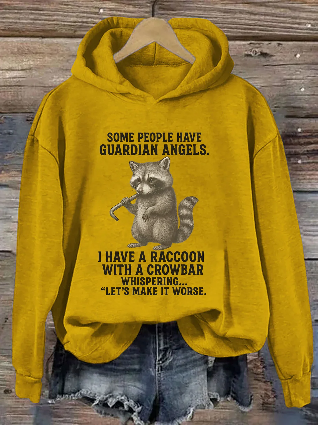 Some People Have Guardian Angels Raccoon With Crowbar Hoodie