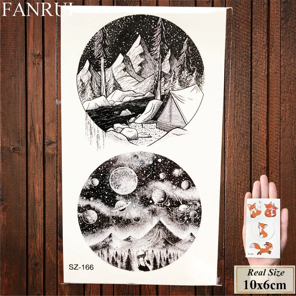 FANRUI Forest Bear Deer Temporary Tattoo Stickers Women Women Elk Fake Tatoo Body Arm Buy Summer Style Tattoo illustration Tree