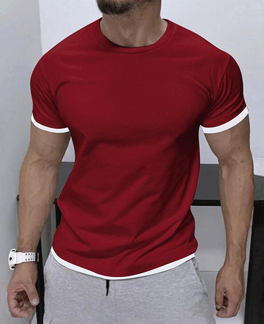 Casual Solid Color Crew Neck Short Sleeve Loose T-Shirt 