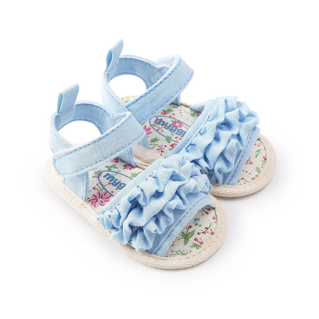 2018 Brand New Toddler Infant Newborn Baby Girl Flower Sandals Summer Casual Crib Shoes Ruffled Floral First Walker 0-18M