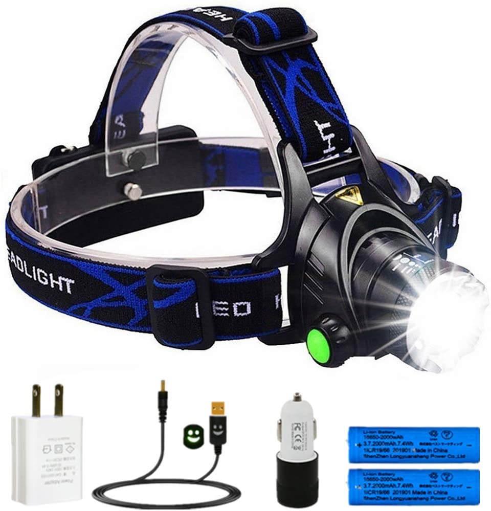 Rechargeable Headlamps, Lightess LED Headlight Zoomable Head Lamps  Waterproof Hand Free Torch Light