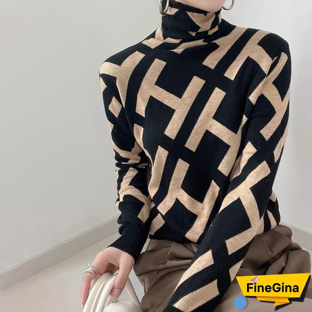 Modern Long Sleeve Print Sweater