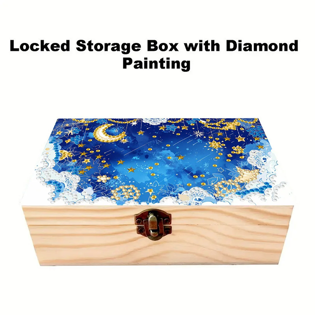 Black Night Stars DIY Wooden 5D Diamond Art Diamond Art Storage Box for Adults