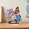 (US Local)Acrylic Special Shape Flower Butterfly Diamond Painting Clock for Home Office