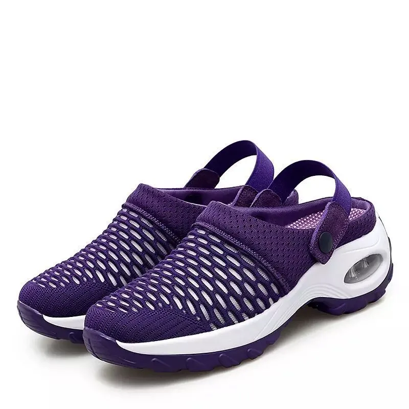 Breakj Breakj Lady Summer Hanb Yarn Cloth Cloth Slippers Rock Mother Half-Storage Sandals Two Sides Wear