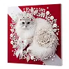 Kit de peinture en perles en forme sp&eacute;ciale pour un chat bricolage en forme de diamant avec cadre cadeau 25x25cm