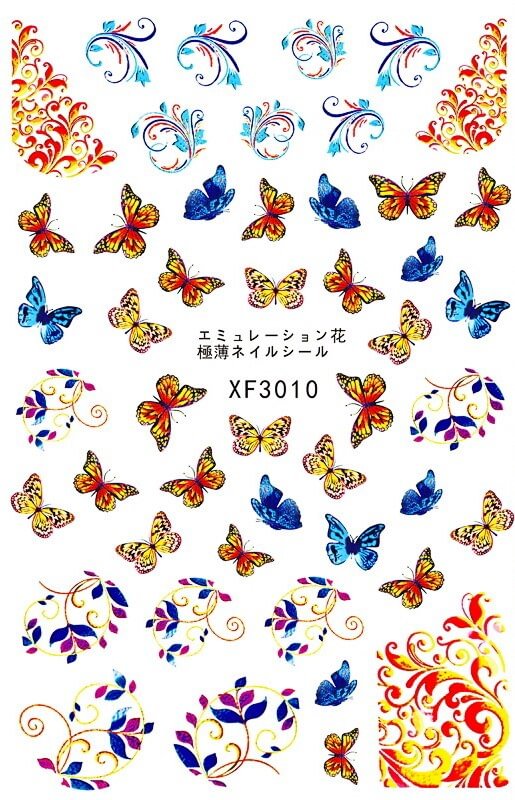 Nail Art Sticker Color Butterfly Nail Decals Manicure Design Insect Flower Sticker on Nails Decoration Self Adhesive Foil