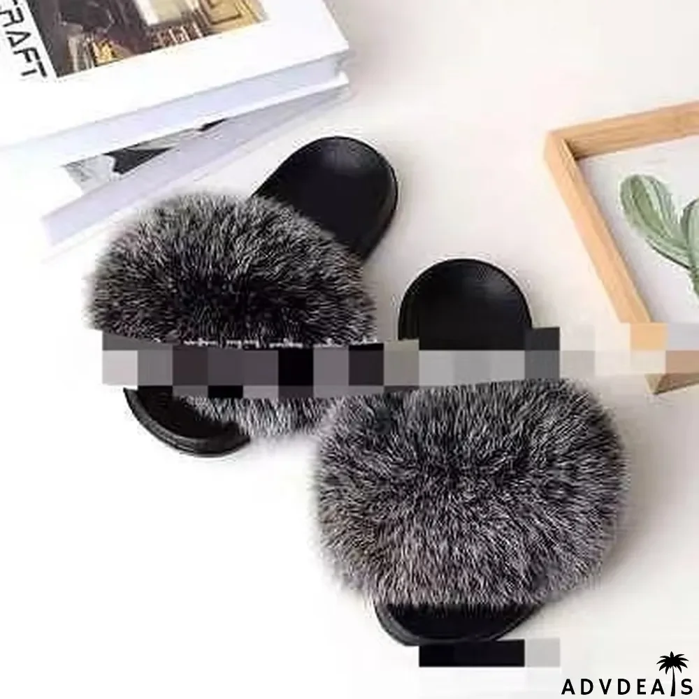 Furry Slippers Flat Half-drag Slippers