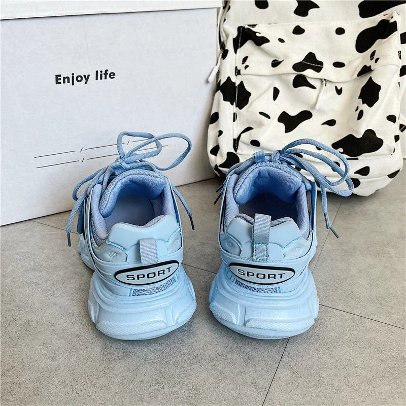 Brand Design Women Sneakers 2021 Fashion New Sky Blue Women's Chunky Sneakers Lovely Pink Dad Shoes Trendy Girls Casual Shoes