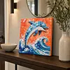 DIY Pre-Framed Dolphin Button Art Canvas Kit