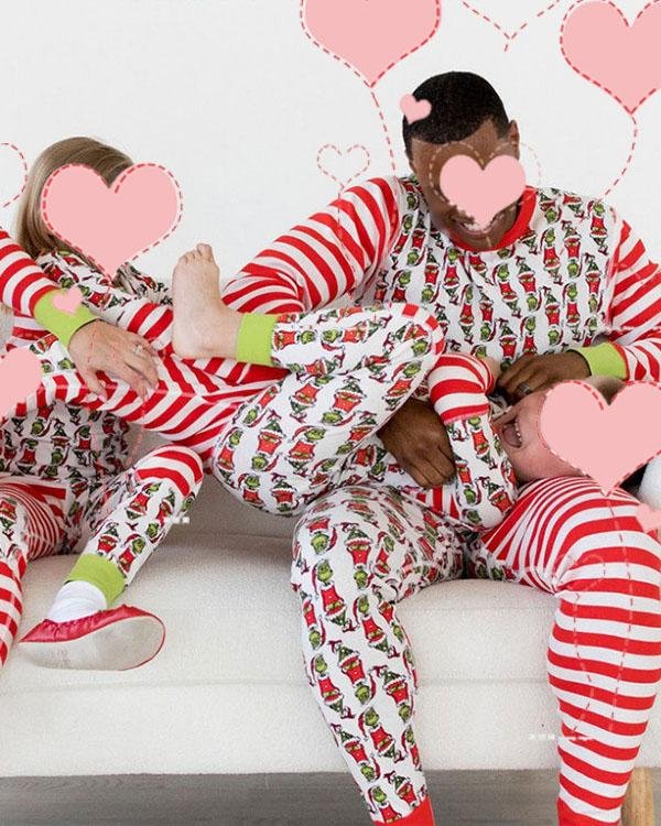 Dad's Christmas Grinch Stripe Parent-Child Loungewear