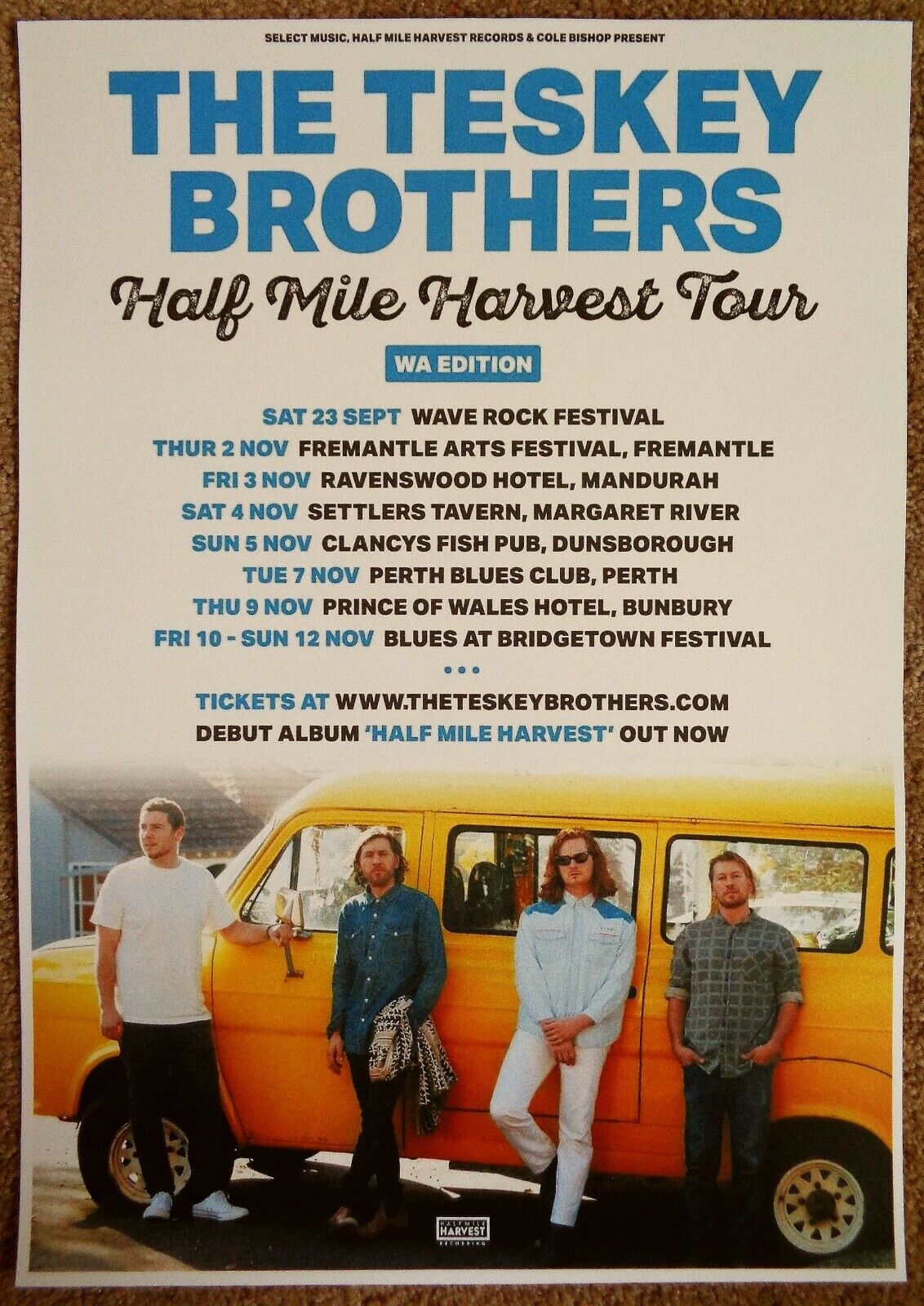 TESKEY BROTHERS Tour POSTER Australia Fall 2017 Gig Concert