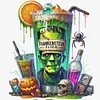 Halloween Wine Glass-11CT Stamped Cross Stitch 50*50cm/19.69*19.69in tapestrymarket
