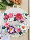 (Multi-Style) Flower-DIY Embroidery Kit with Pattern Cotton Threads Needles Hoop 30*30cm/11.81*11.81in