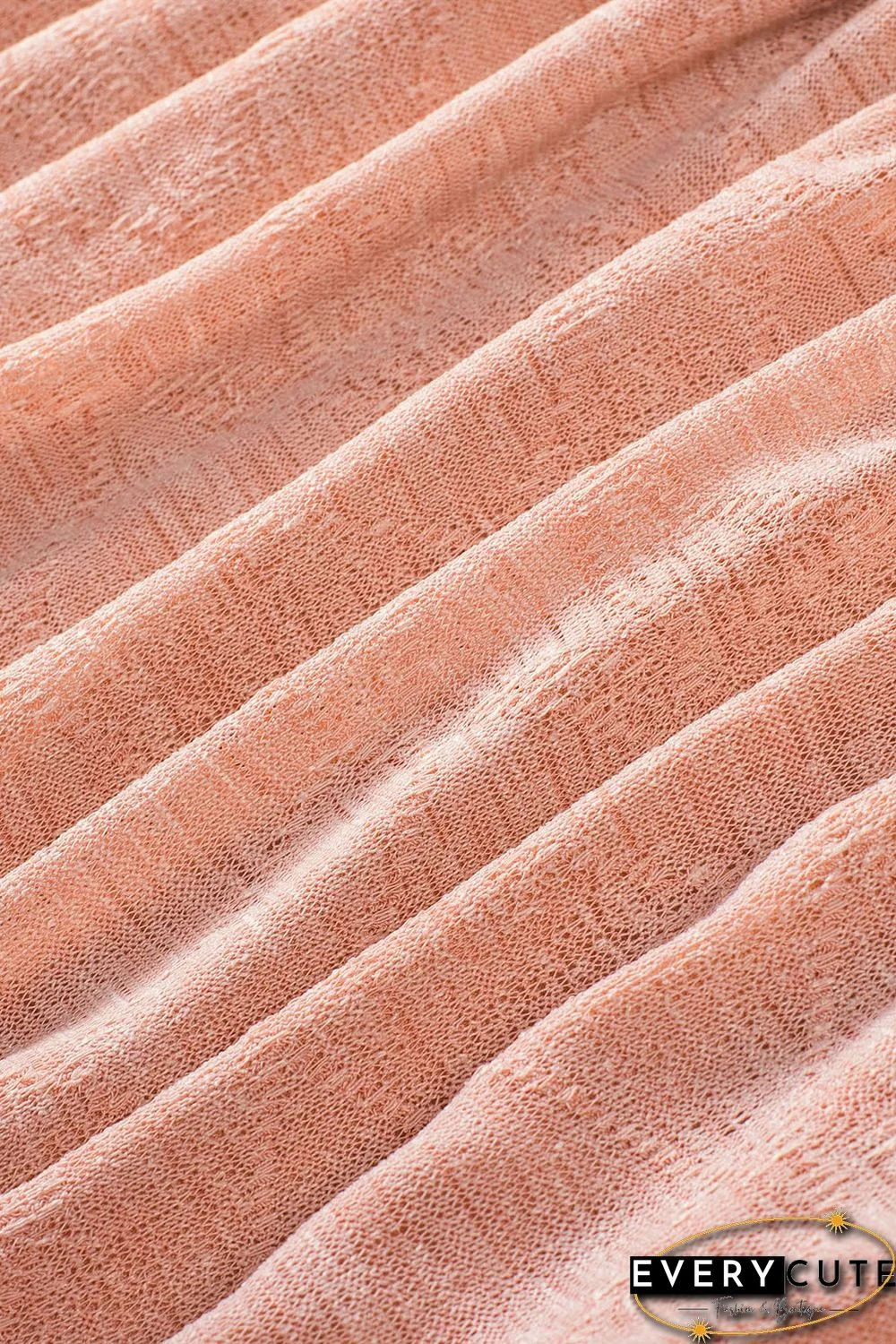 Pink Subtle Jacquard Long Sleeve Off Shoulder Blouse