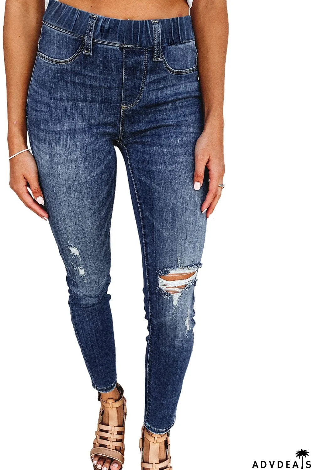 Distressed High Waist Skinny Jeans
