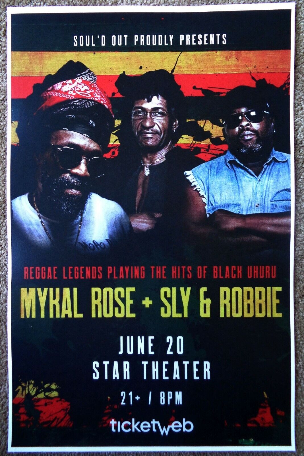 MYKAL ROSE / SLY & ROBBIE 2019 Gig POSTER Portland Oregon BLACK UHURU Concert