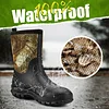 Men's rubber boots Neoprene insulated rain boots with steel handles, waterproof mid-tube calf hunting boots