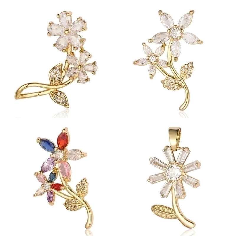 1 Piece Copper Zircon 18K Gold Plated Heart Shape Rose