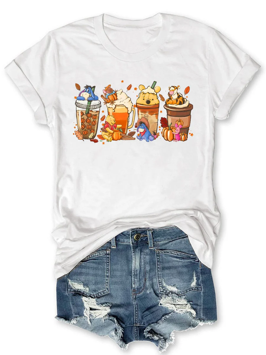 Pooh Fall Coffee T-shirt