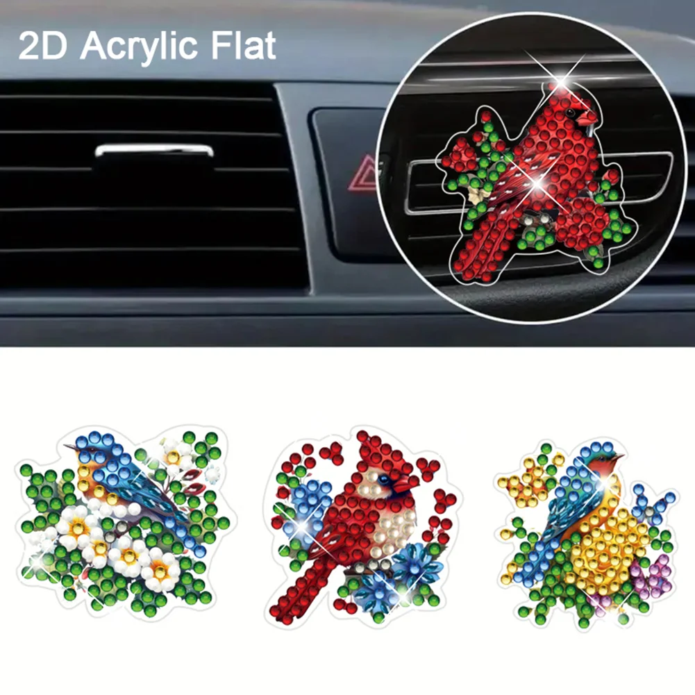 4pc Bird DIY Diamond Painting Car Air Vent Clip Air Freshener for Adult Beginner