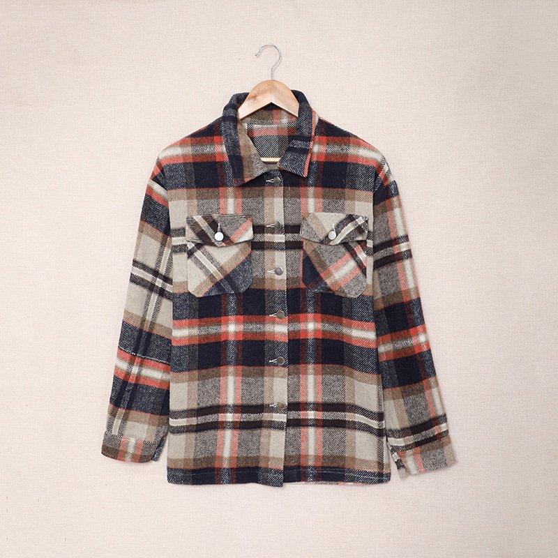  thdmladies Printed Casual Grid Shirt thedmladies